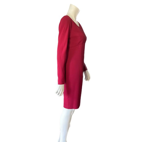 TARAHI NWOT Deep Red Long Sleeve Fitted Pencil Dress, Size 6 - Picture 2 of 16